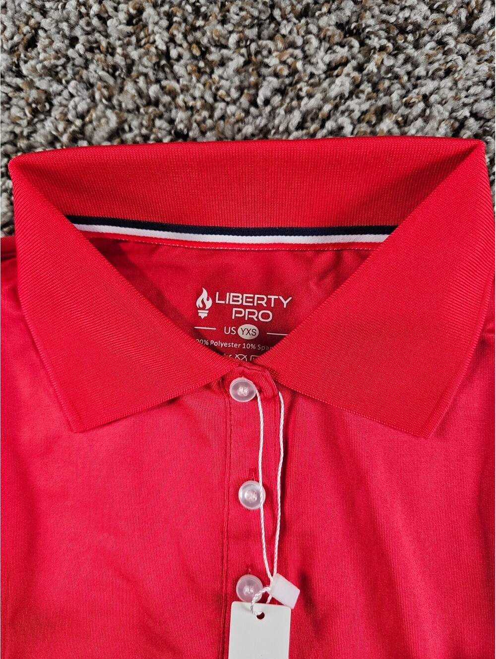 Liberty Pro Boys Sz XS Long Sleeve Polo Shirt Performance Red NEW - Picture 2 of 3